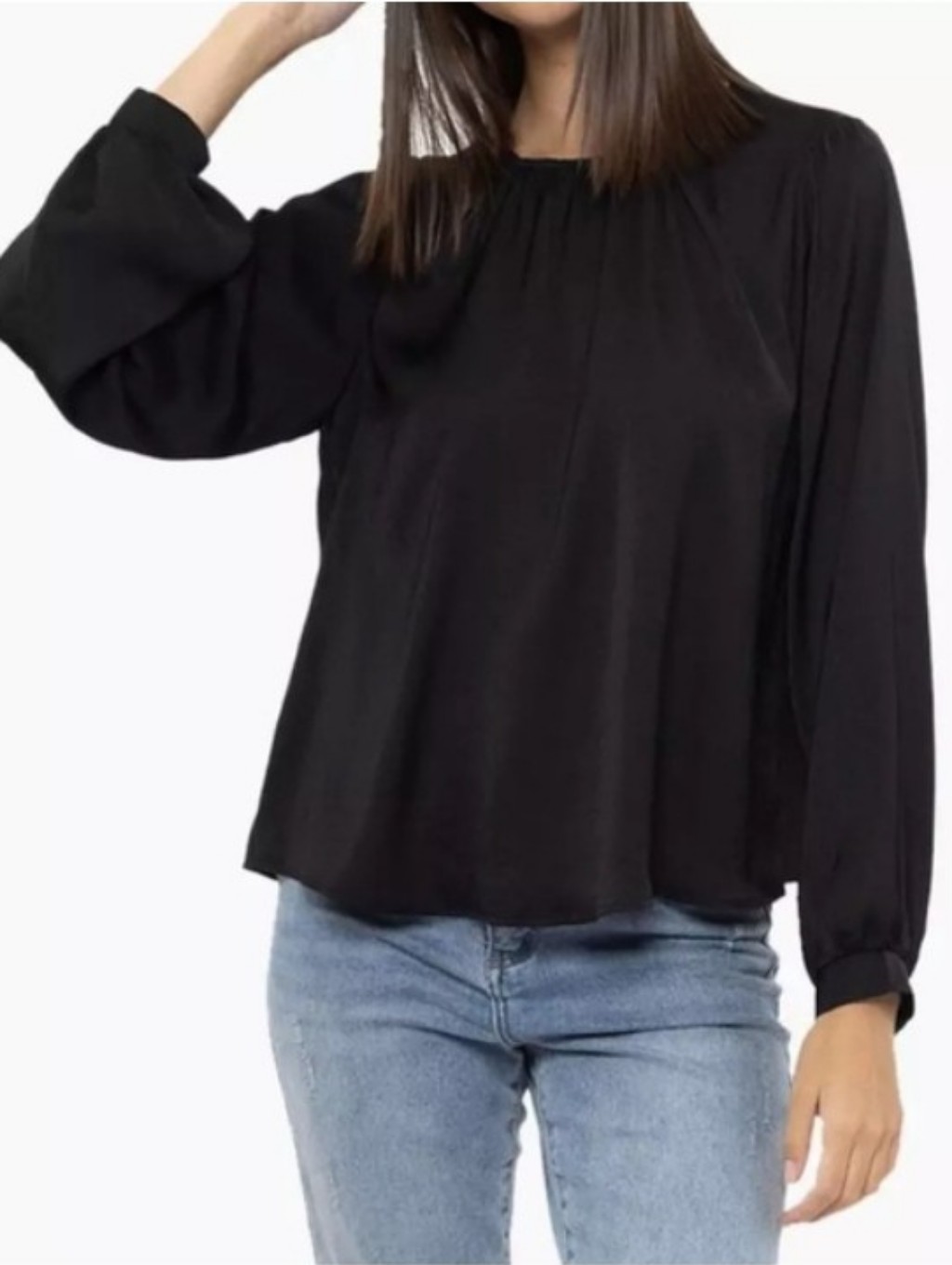Sedge Britt Top Satin Blouse Minimalist Preppy Versatile